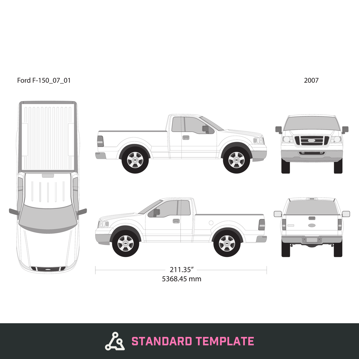 2007 Ford F-150 vector wrap template V01, Design-Ready PDF - GravBase