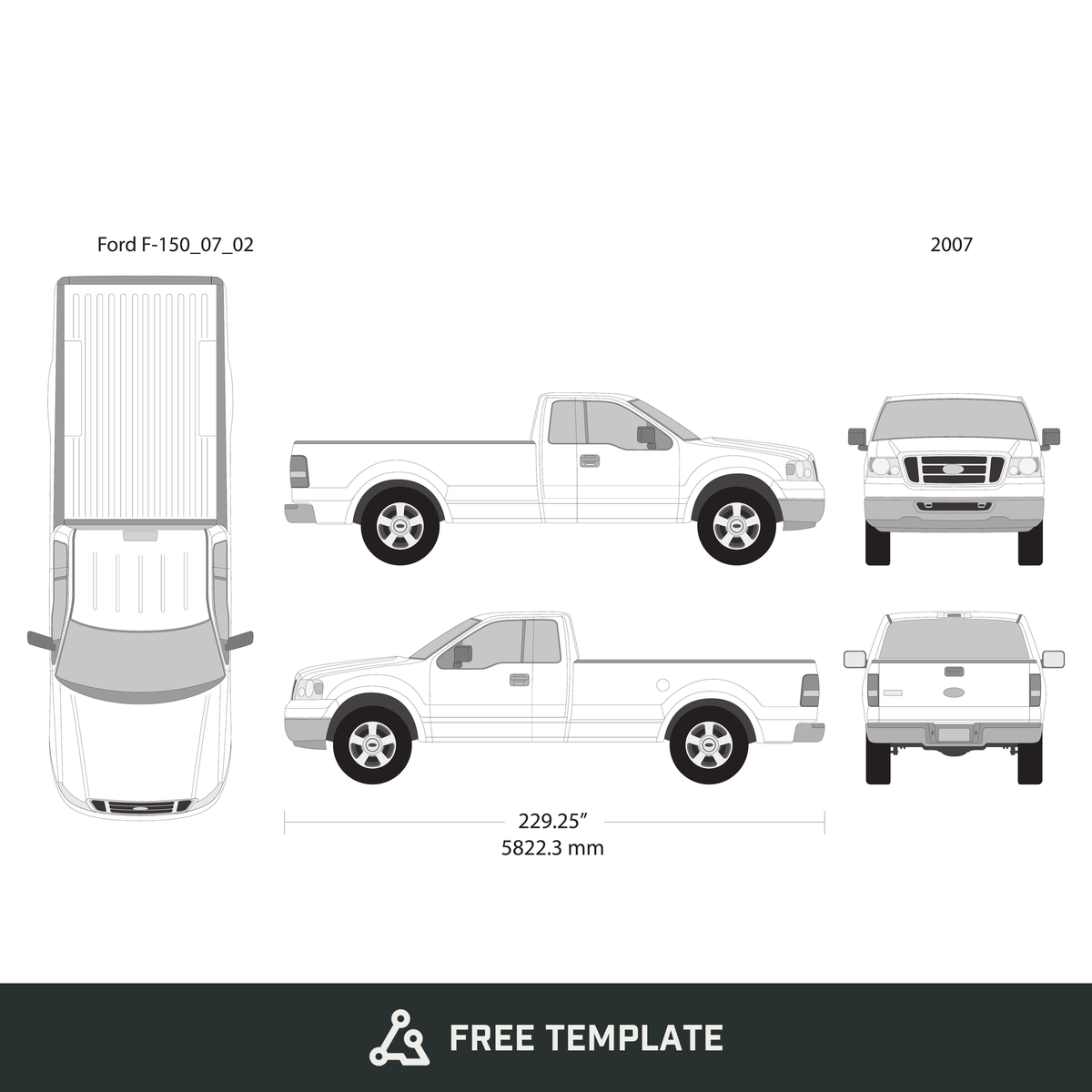 2007 Ford F-150 free vector vehicle wrap template - GravBase