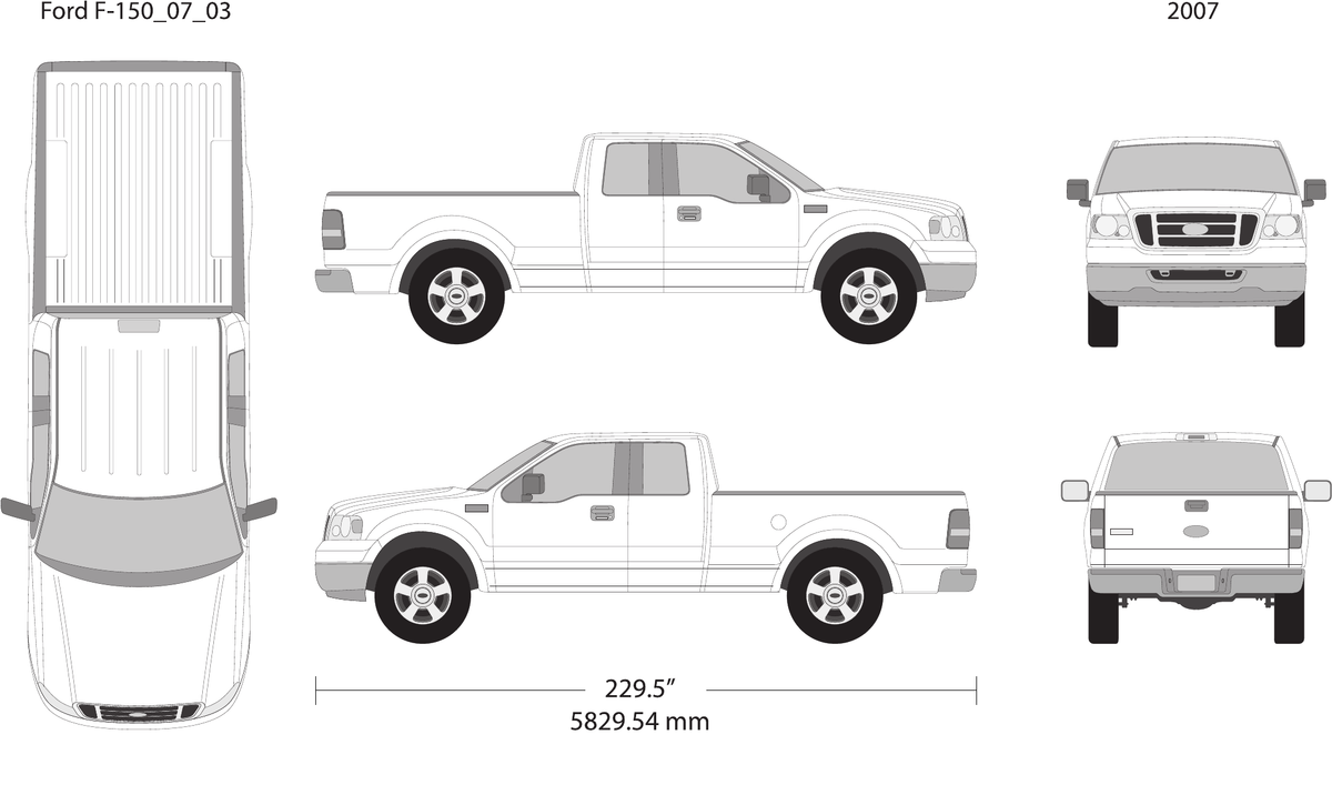 2007 Ford F-150 vector wrap template V03, Design-Ready PDF - GravBase