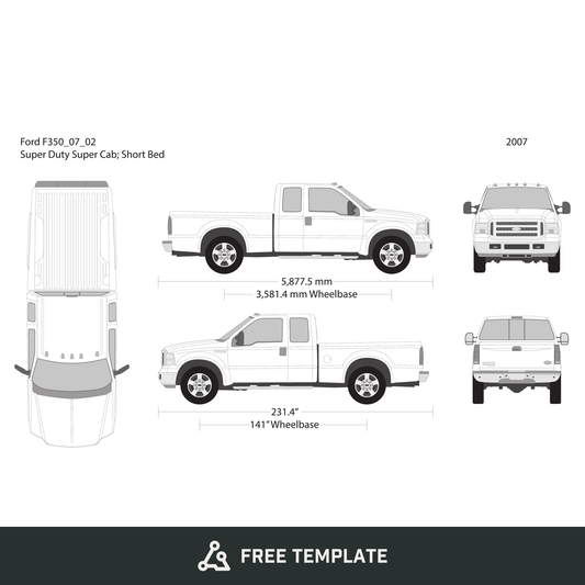 2007 Ford F-350 free vector vehicle wrap template - GravBase