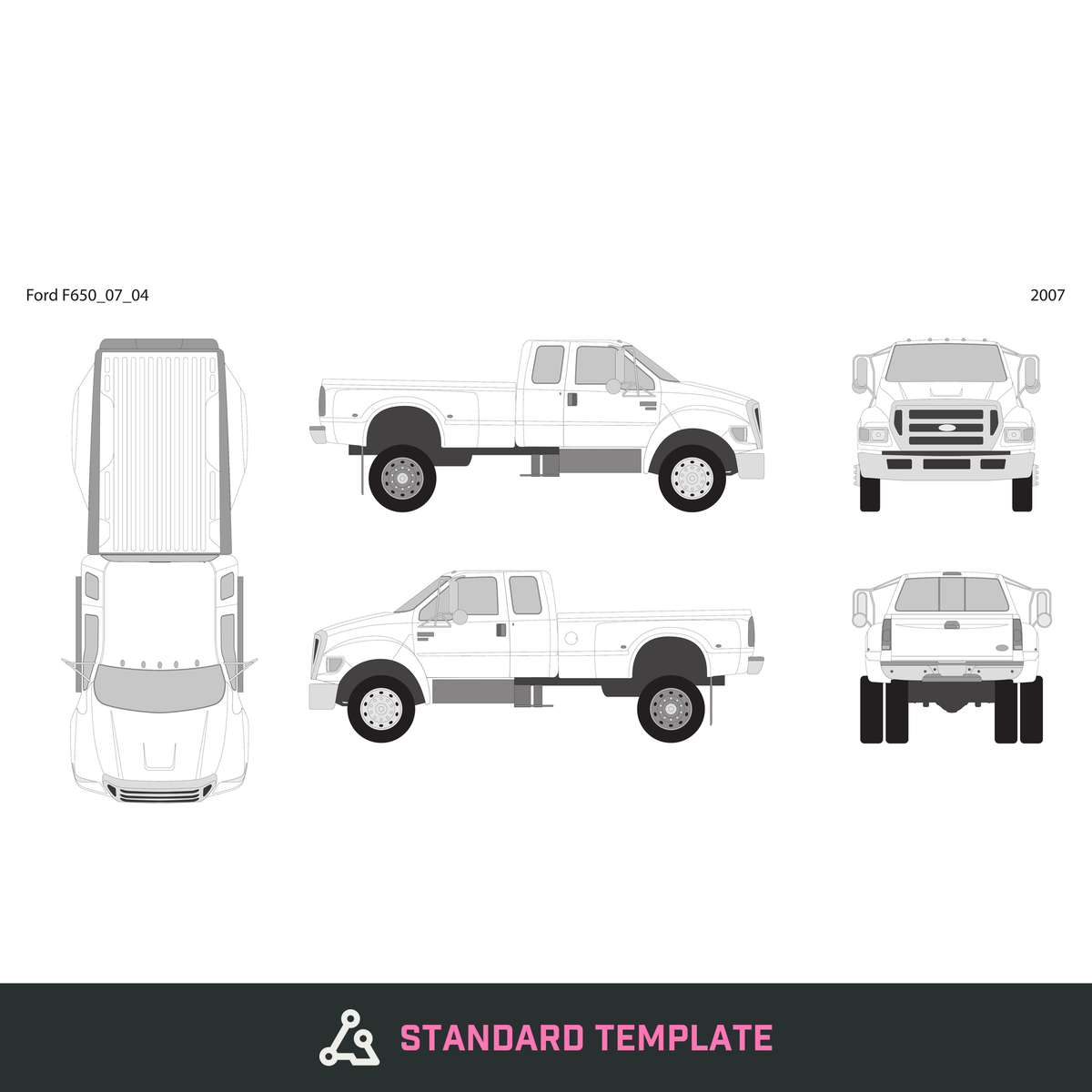 2007 Ford F-650 vector wrap template V04, Design-Ready PDF - GravBase
