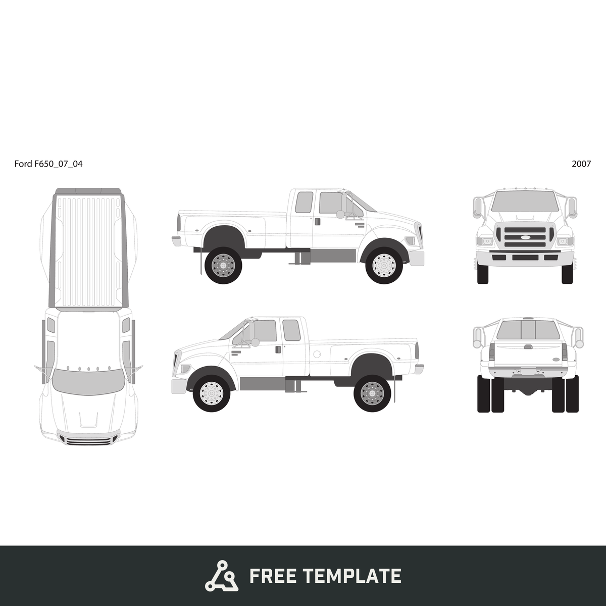 2007 Ford F-650 free vector vehicle wrap template - GravBase