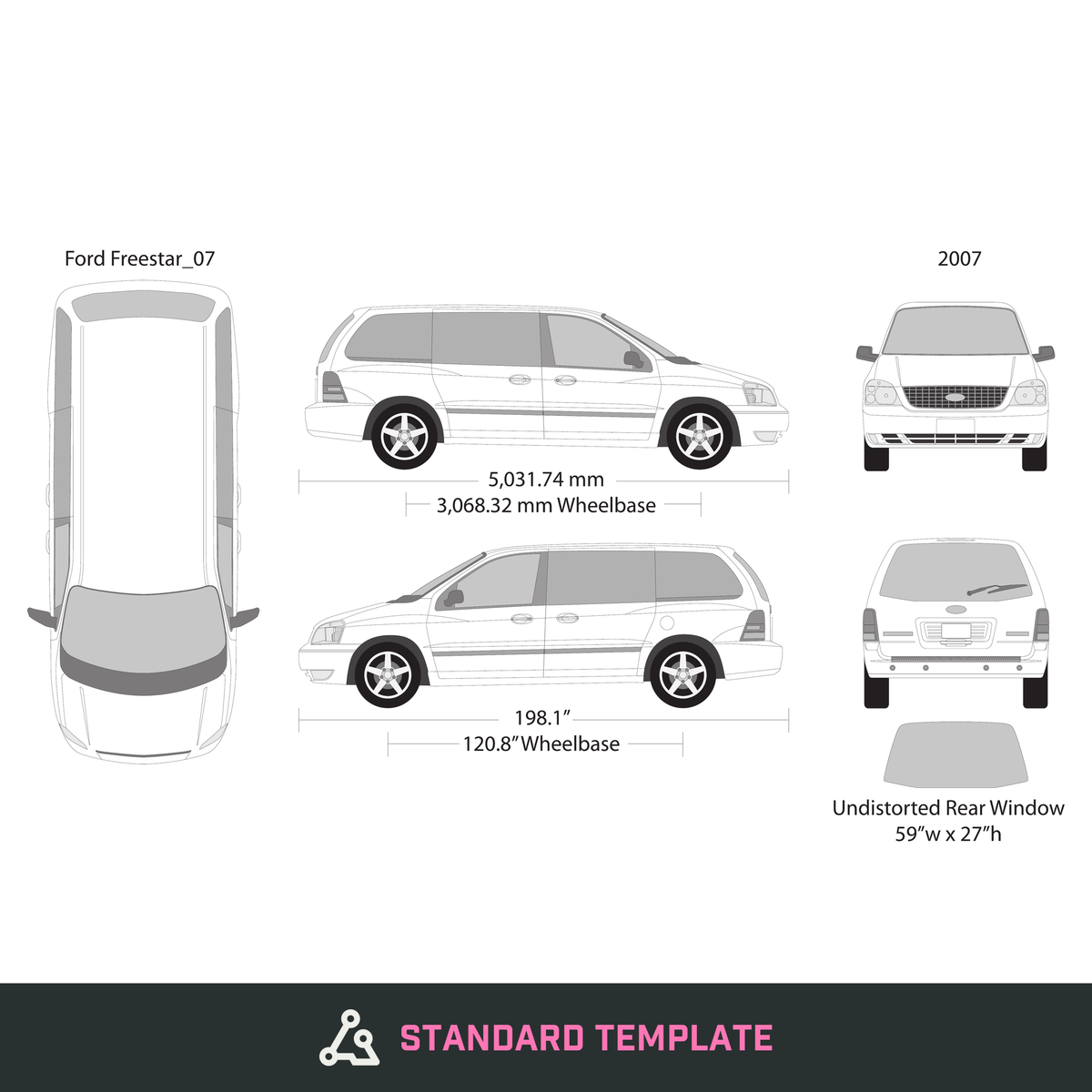 2007 Ford Freestar vector wrap template, Design-Ready PDF - GravBase