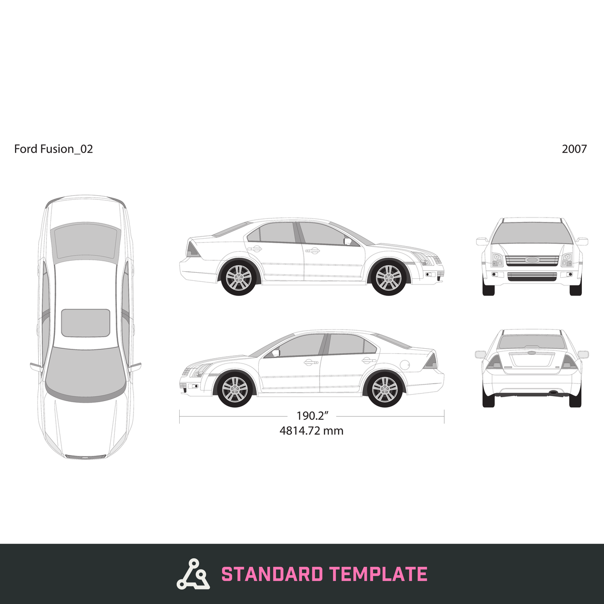 2007 Ford Fusion vector wrap template, Design-Ready PDF - GravBase