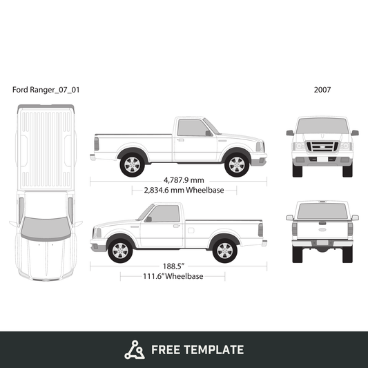2007 Ford Ranger free vector vehicle wrap template - GravBase