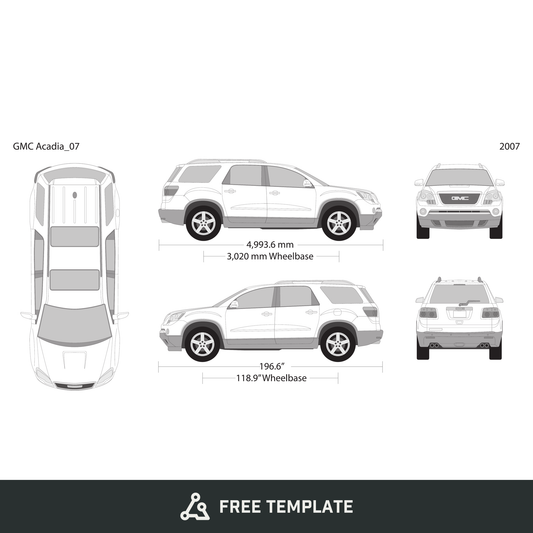 2007 GMC Acadia free vector vehicle wrap template - GravBase