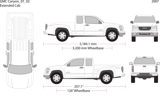 2007 GMC Canyon Vector Wrap Template - GravBase