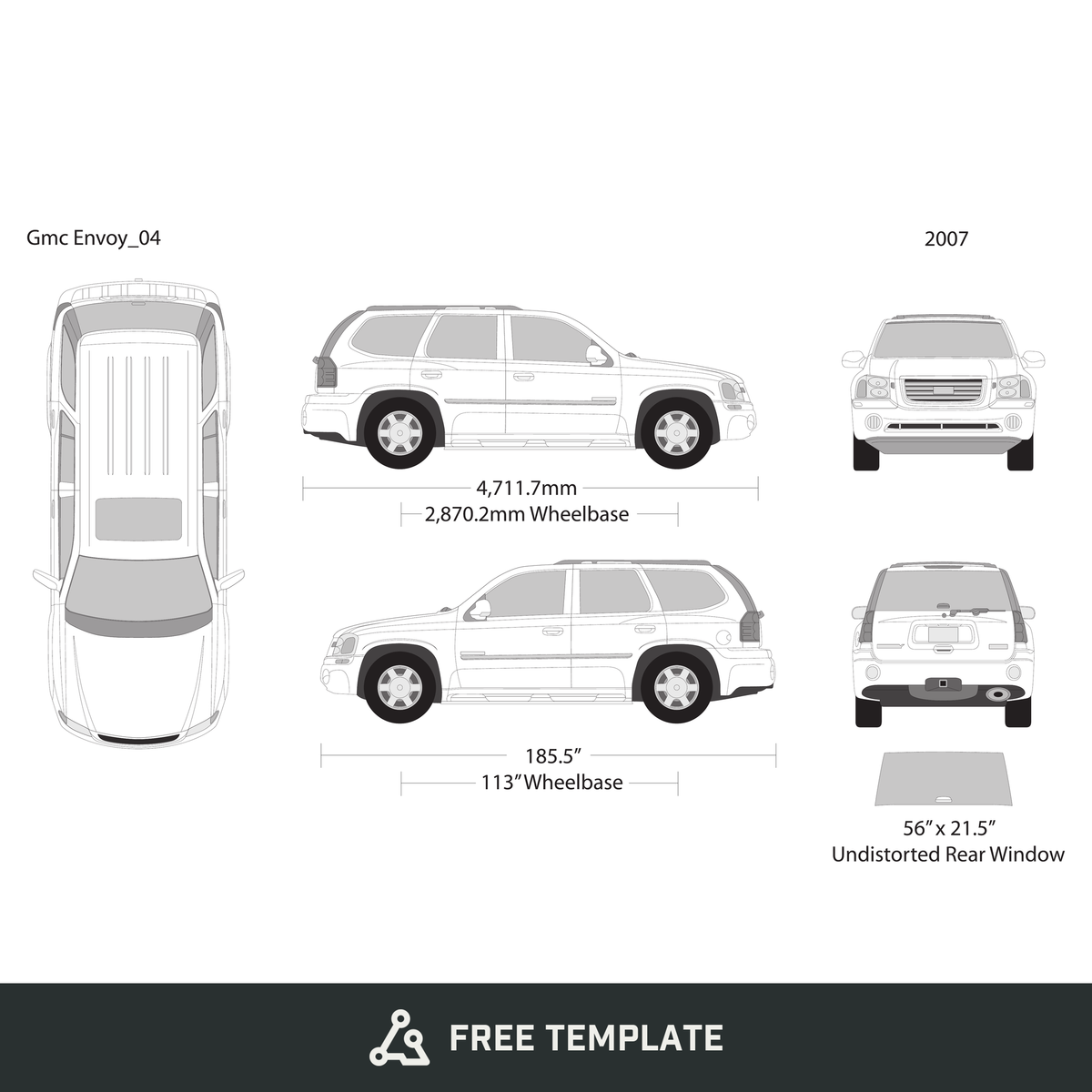 2007 GMC Envoy free vector vehicle wrap template - GravBase