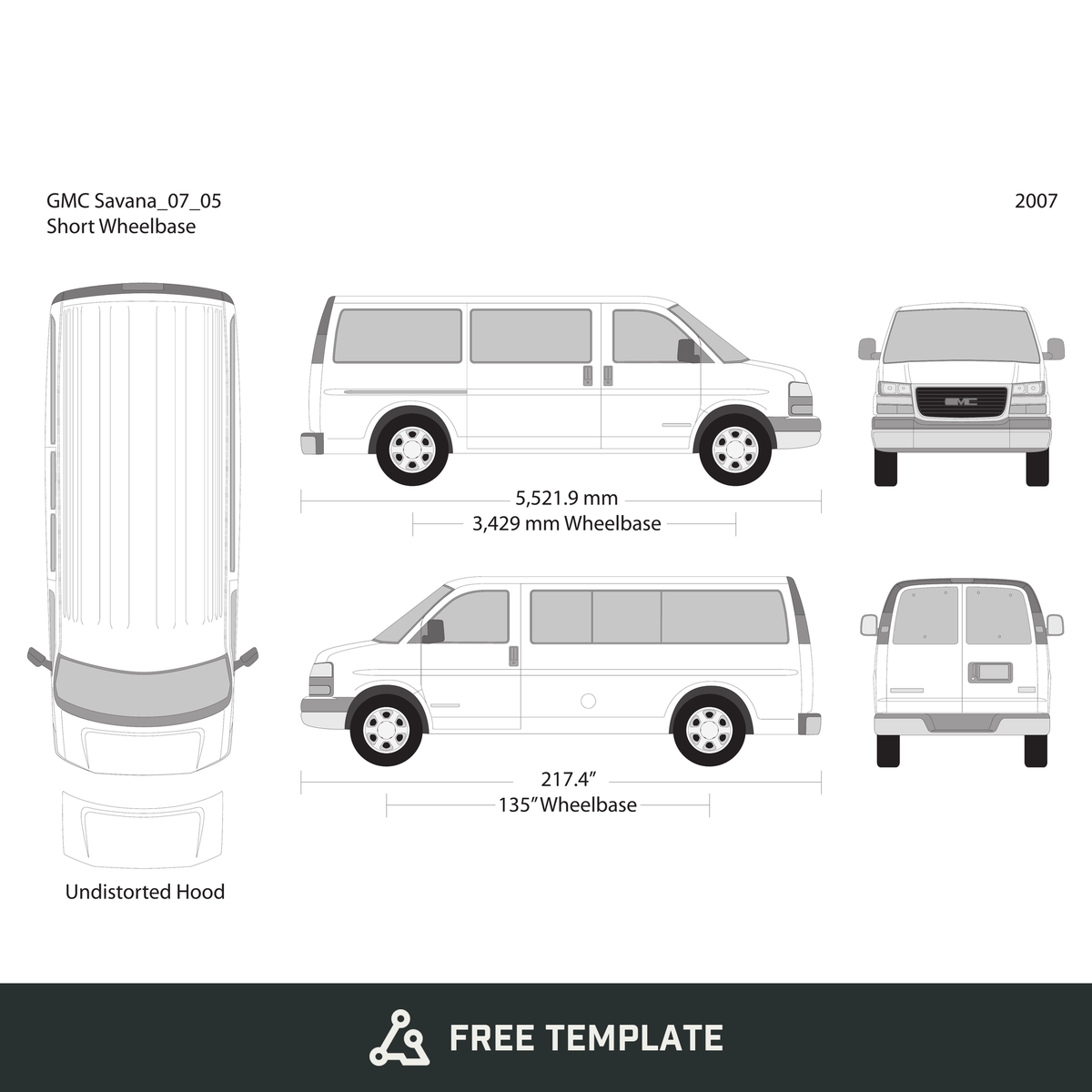 2007 GMC Savana free vector vehicle wrap template - GravBase
