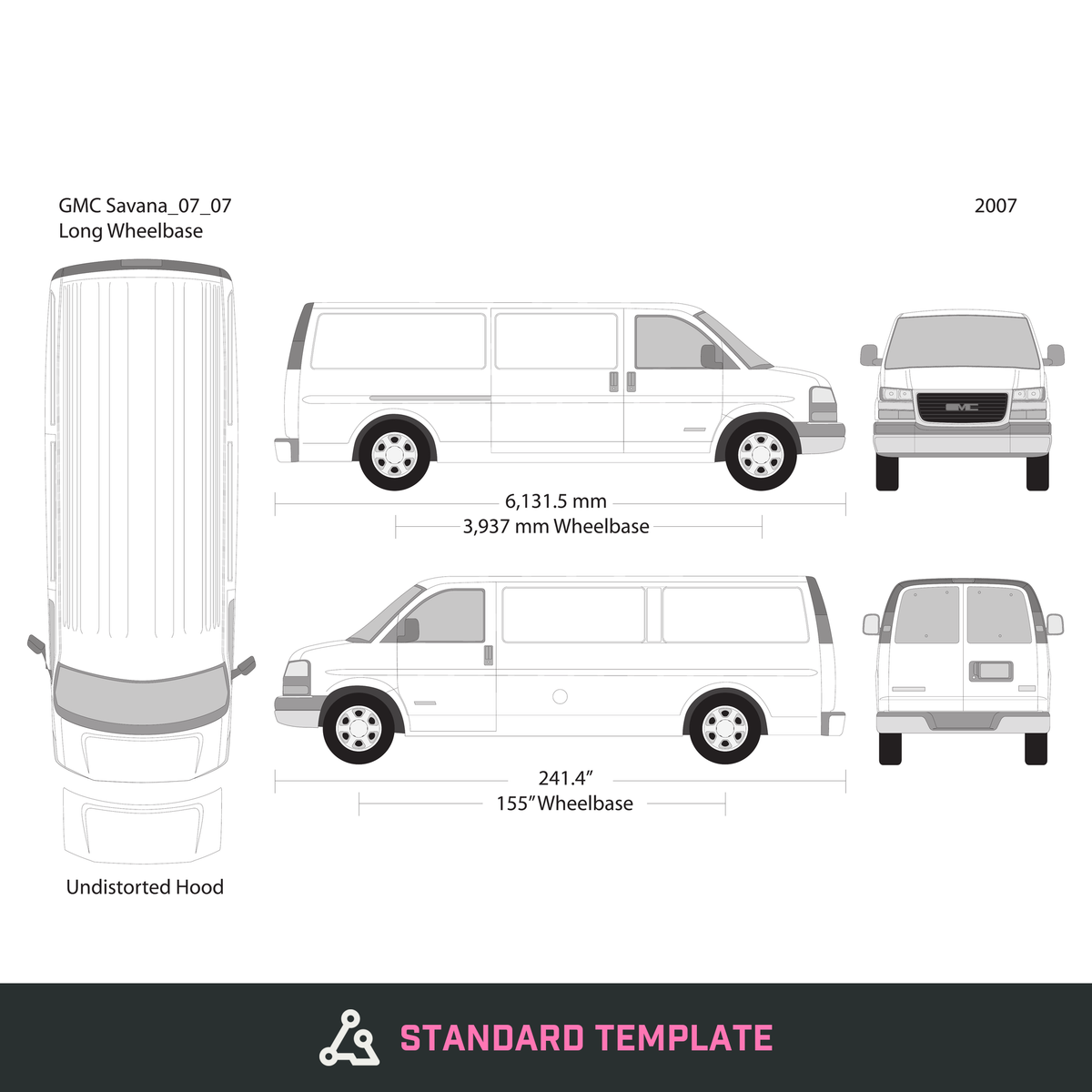 2007 GMC Savana vector wrap template V07, Design-Ready PDF - GravBase