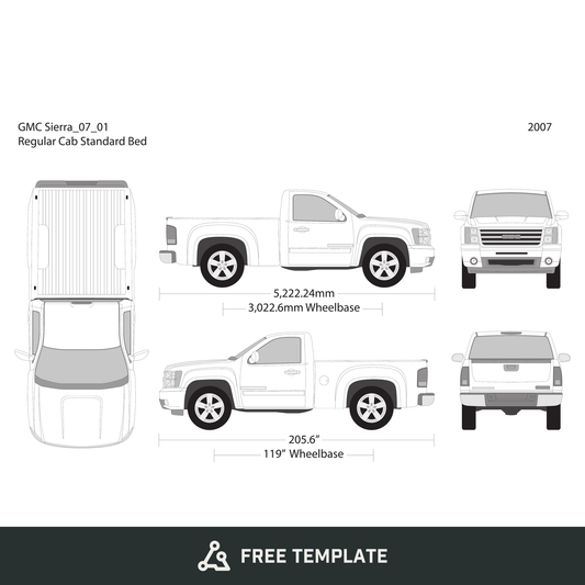 2007 GMC Sierra 1500 free vector vehicle wrap template - GravBase