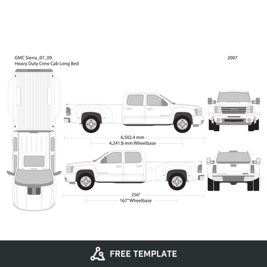 2007 GMC Sierra 2500-3500 HD free vector vehicle wrap template - GravBase