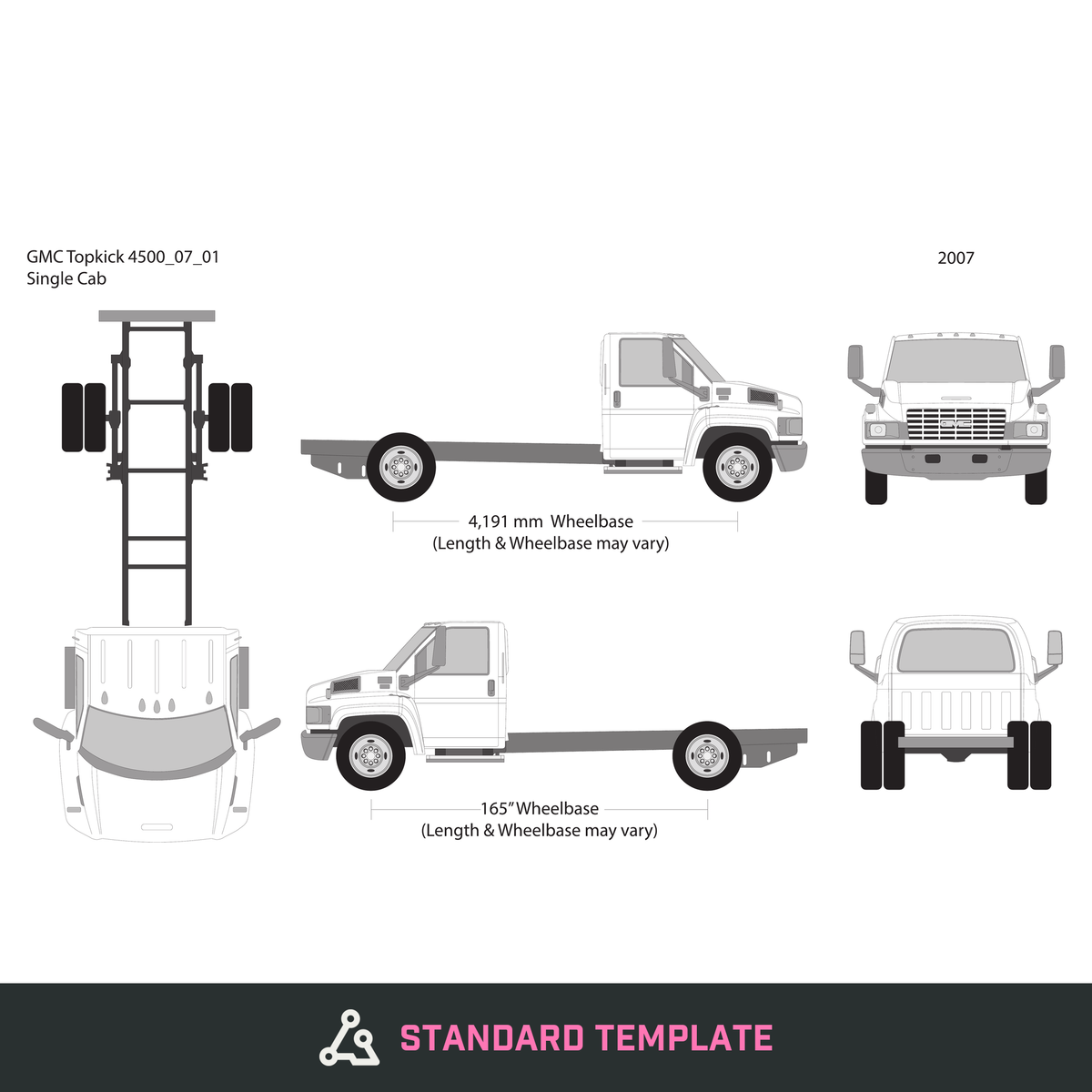 2007 GMC Topkick 4500 vector wrap template V01, Design-Ready PDF - GravBase