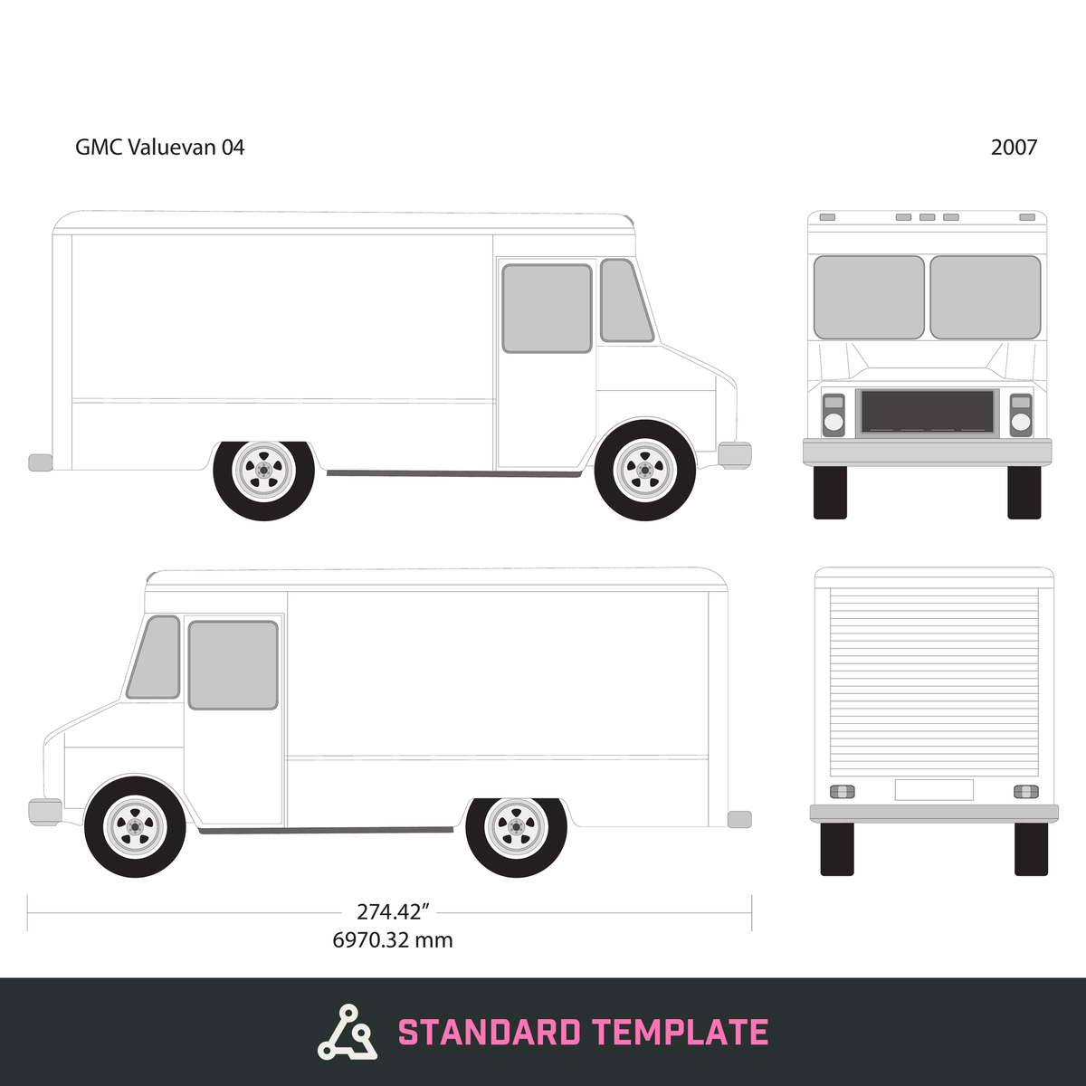 2007 GMC Value Van vector wrap template, Design-Ready PDF - GravBase