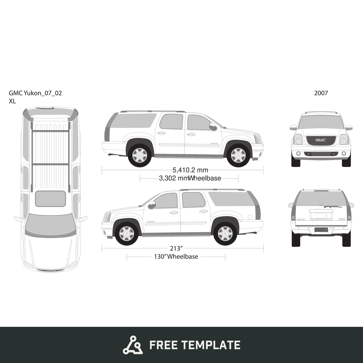 2007 GMC Yukon free vector vehicle wrap template - GravBase