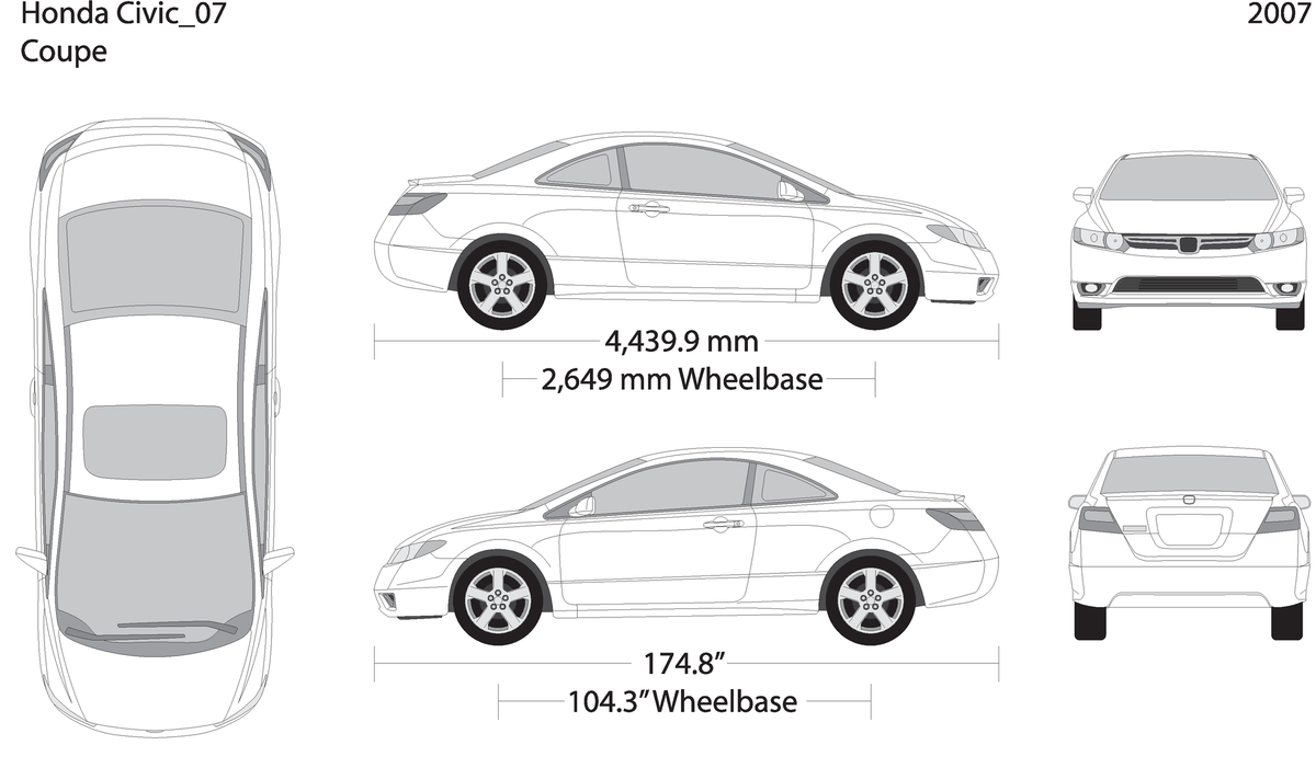 2007 Honda Civic Coupe V07 Vehicle Wrap Template