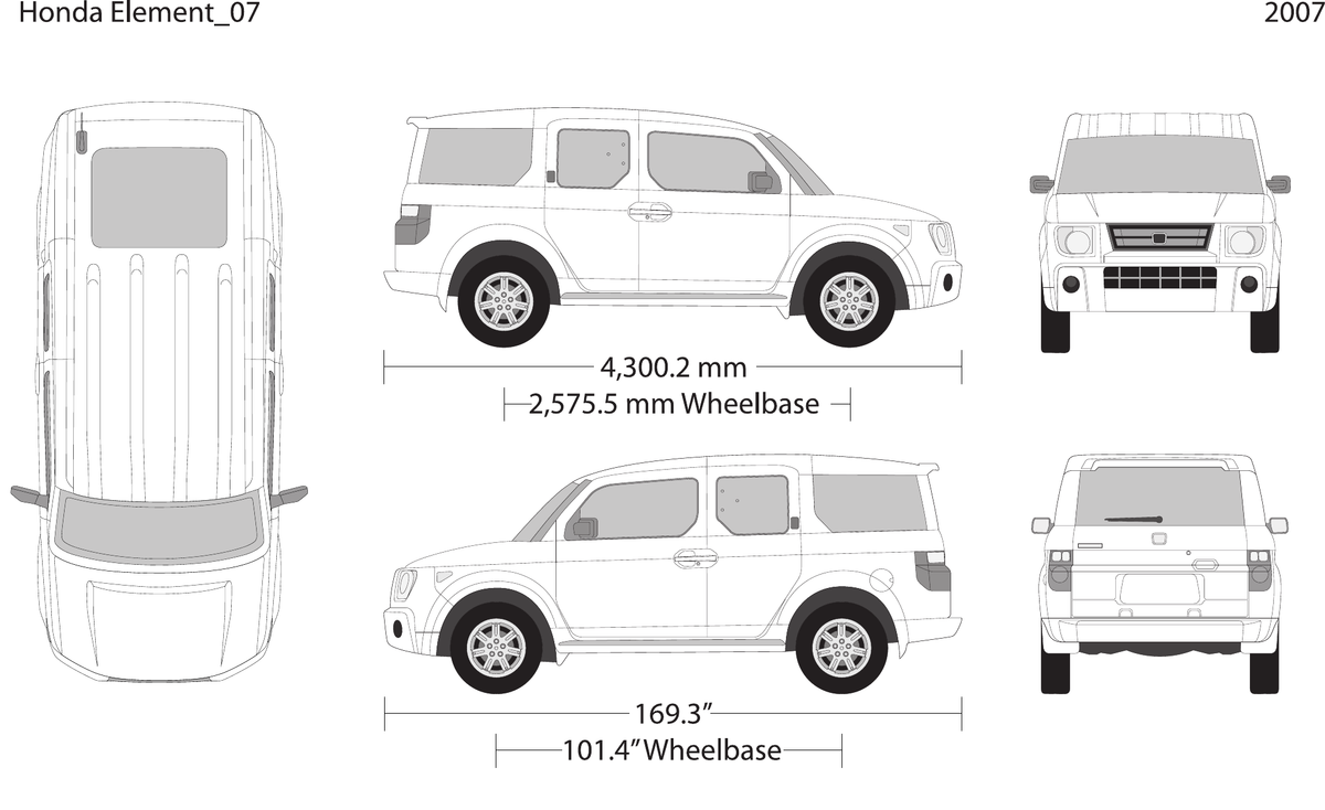 2007 Honda Element vector wrap template, Design-Ready PDF - GravBase