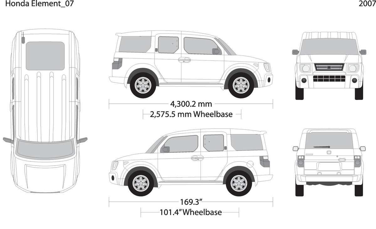 2007 Honda Element V07 Vehicle Wrap Template