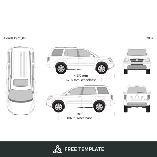 2007 Honda Pilot free vector vehicle wrap template - GravBase