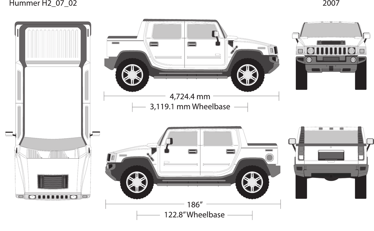 2007 Hummer H2 vector wrap template V02, Design-Ready PDF - GravBase