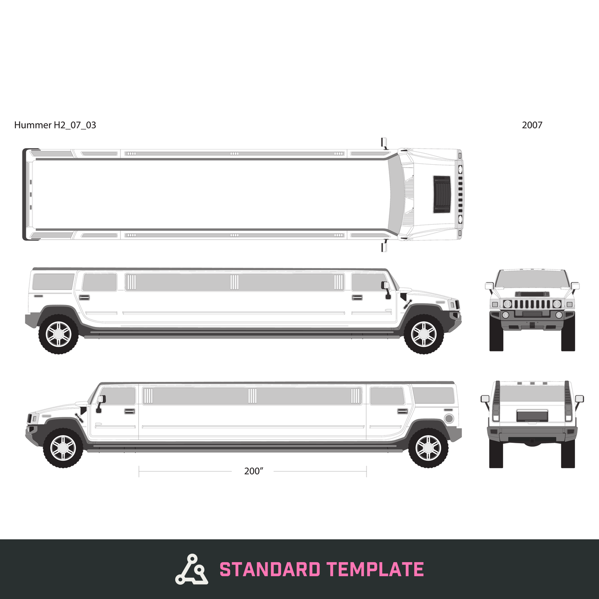 2007 Hummer Limos H2 Limo vector wrap template, Design-Ready PDF - GravBase
