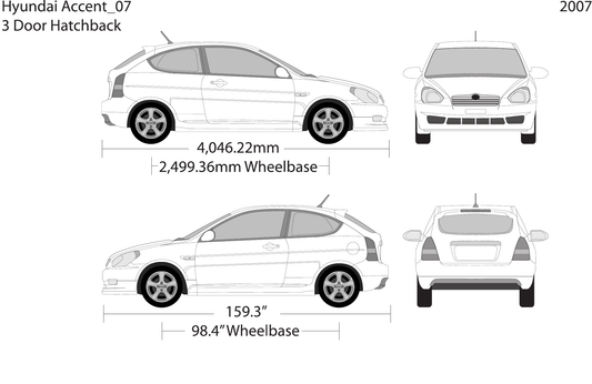 2007 Hyundai Accent Hatchback vector wrap template, Design-Ready PDF - GravBase