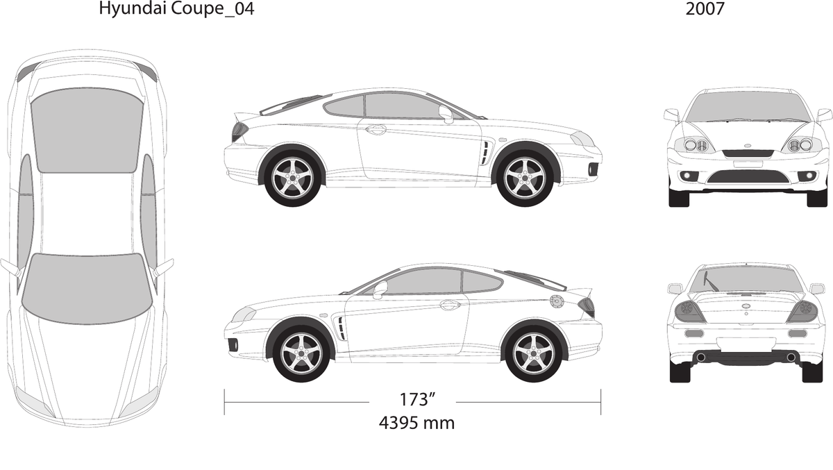 2007 Hyundai Coupe Vector Wrap Template - GravBase