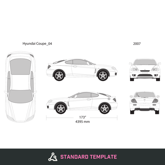 2007 Hyundai Coupe vector wrap template, Design-Ready PDF - GravBase