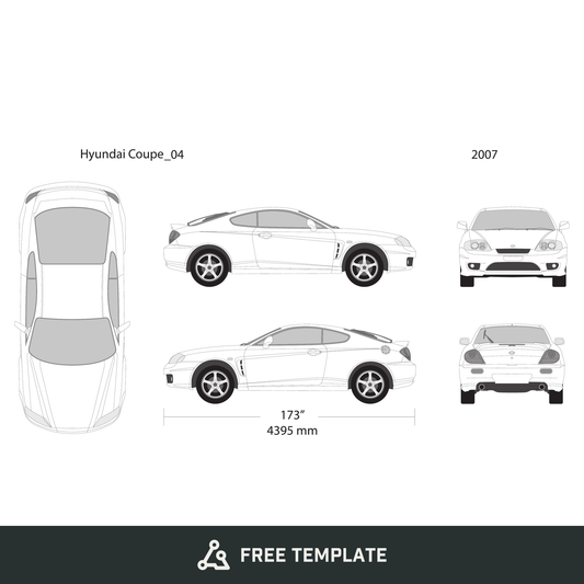 2007 Hyundai Coupe free vector vehicle wrap template - GravBase