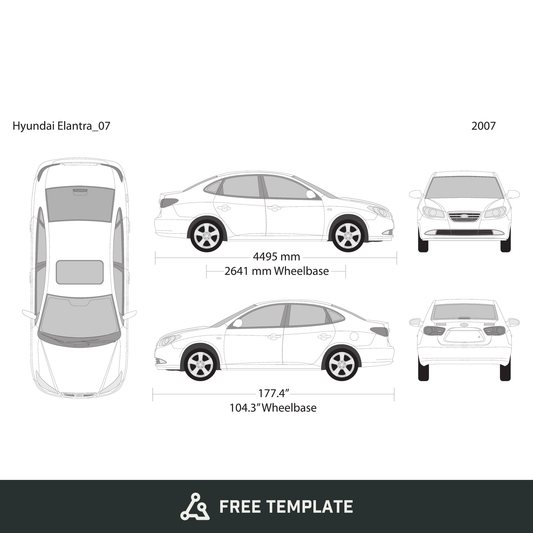 2007 Hyundai Elantra free vector vehicle wrap template - GravBase