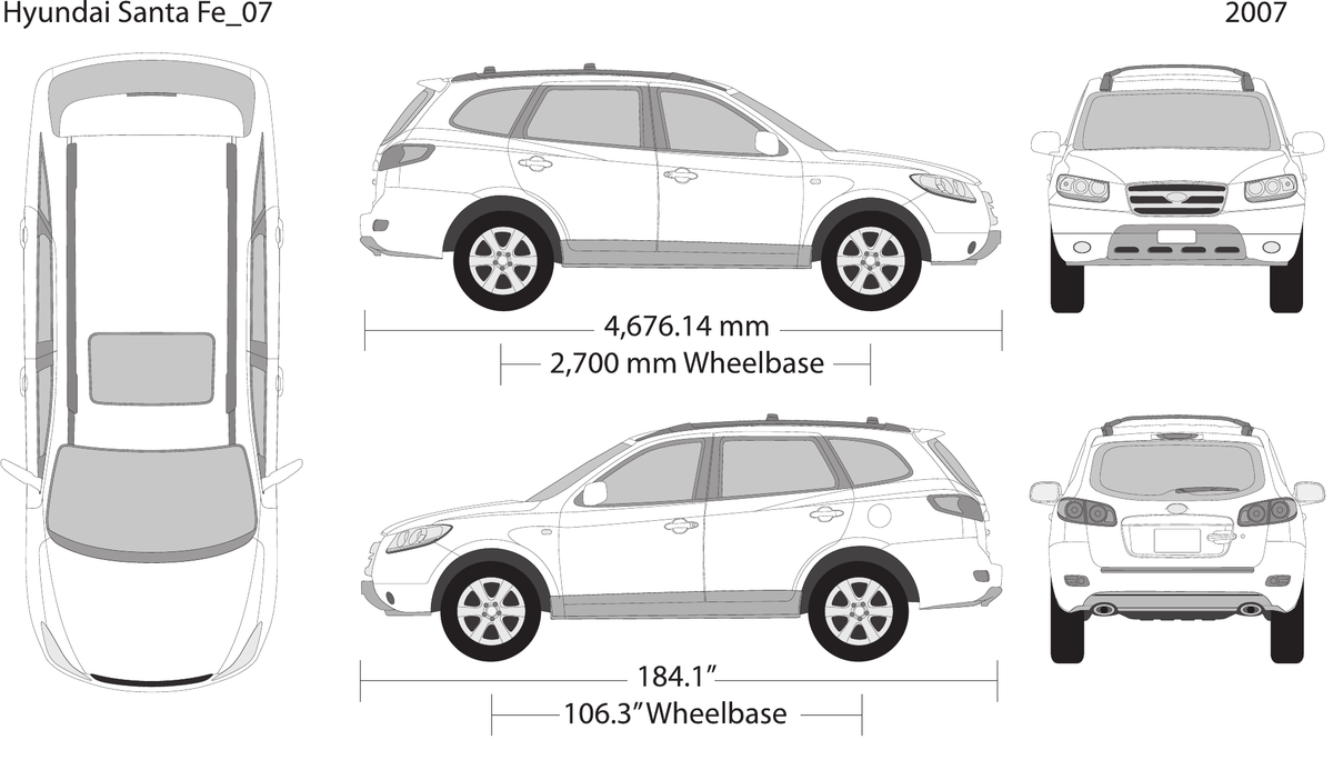 2007 Hyundai Santa Fe vector wrap template, Design-Ready PDF - GravBase