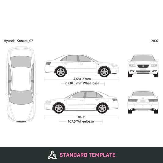 2007 Hyundai Sonata vector wrap template, Design-Ready PDF - GravBase