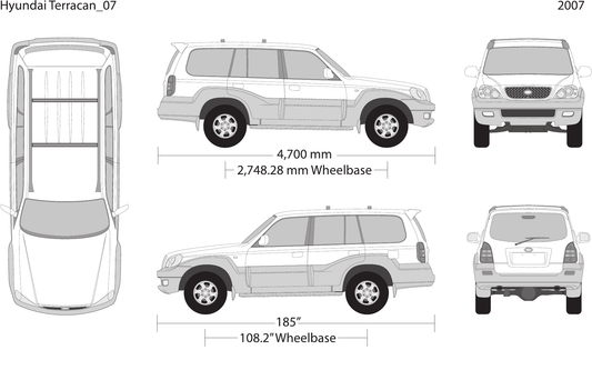 2007 Hyundai Terracan Vector Wrap Template - GravBase