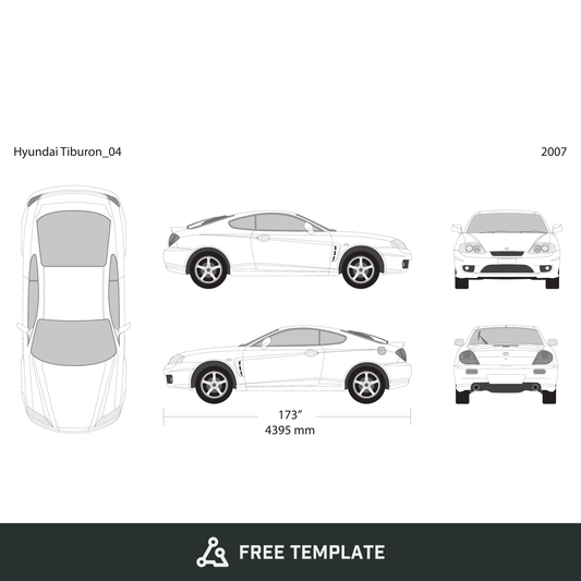2007 Hyundai Tiburon free vector vehicle wrap template - GravBase