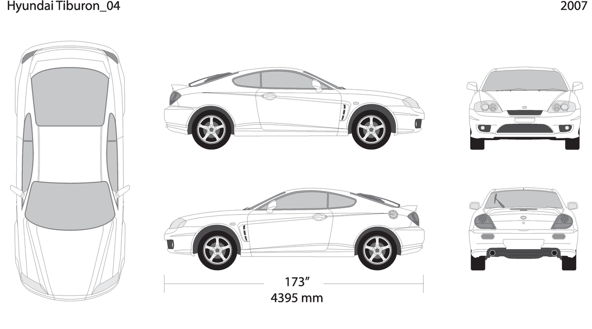 2007 Hyundai Tiburon V04 Vehicle Wrap Template
