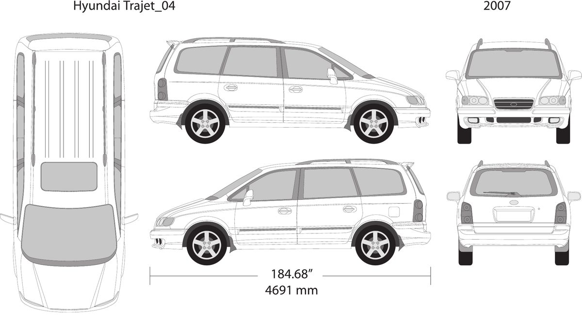 2007 Hyundai Trajet vector wrap template, Design-Ready PDF - GravBase
