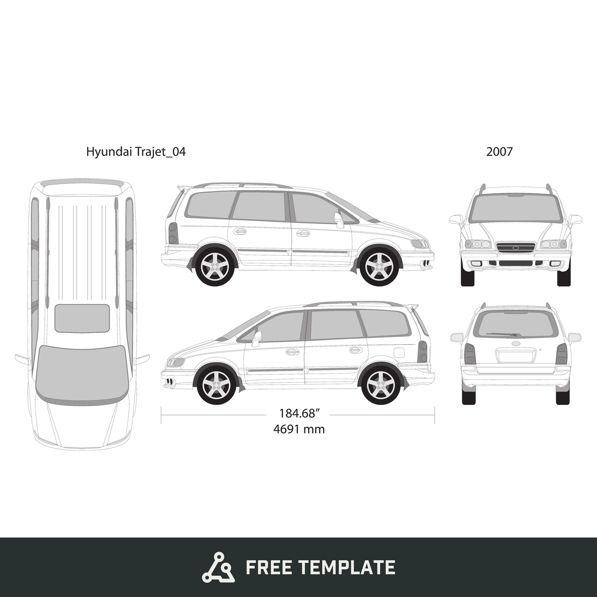 2007 Hyundai Trajet free vector vehicle wrap template - GravBase