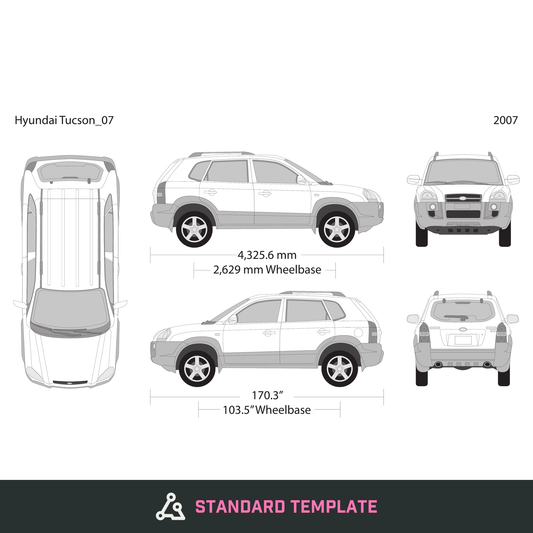 2007 Hyundai Tucson vector wrap template, Design-Ready PDF - GravBase