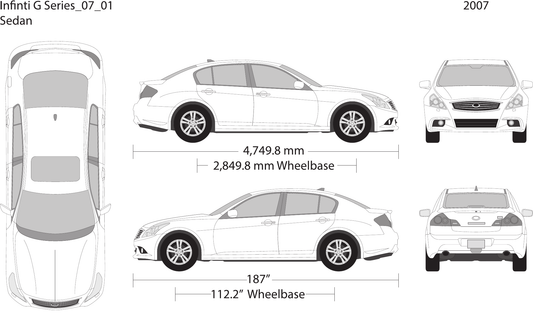 2007 Infiniti G Series vector wrap template, Design-Ready PDF - GravBase