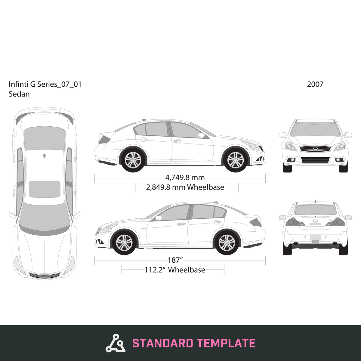 2007 Infiniti G Series vector wrap template, Design-Ready PDF - GravBase