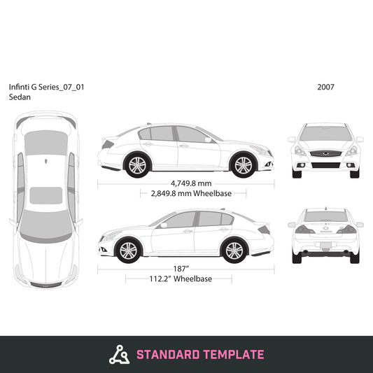 2007 Infiniti G Series vector wrap template, Design-Ready PDF - GravBase