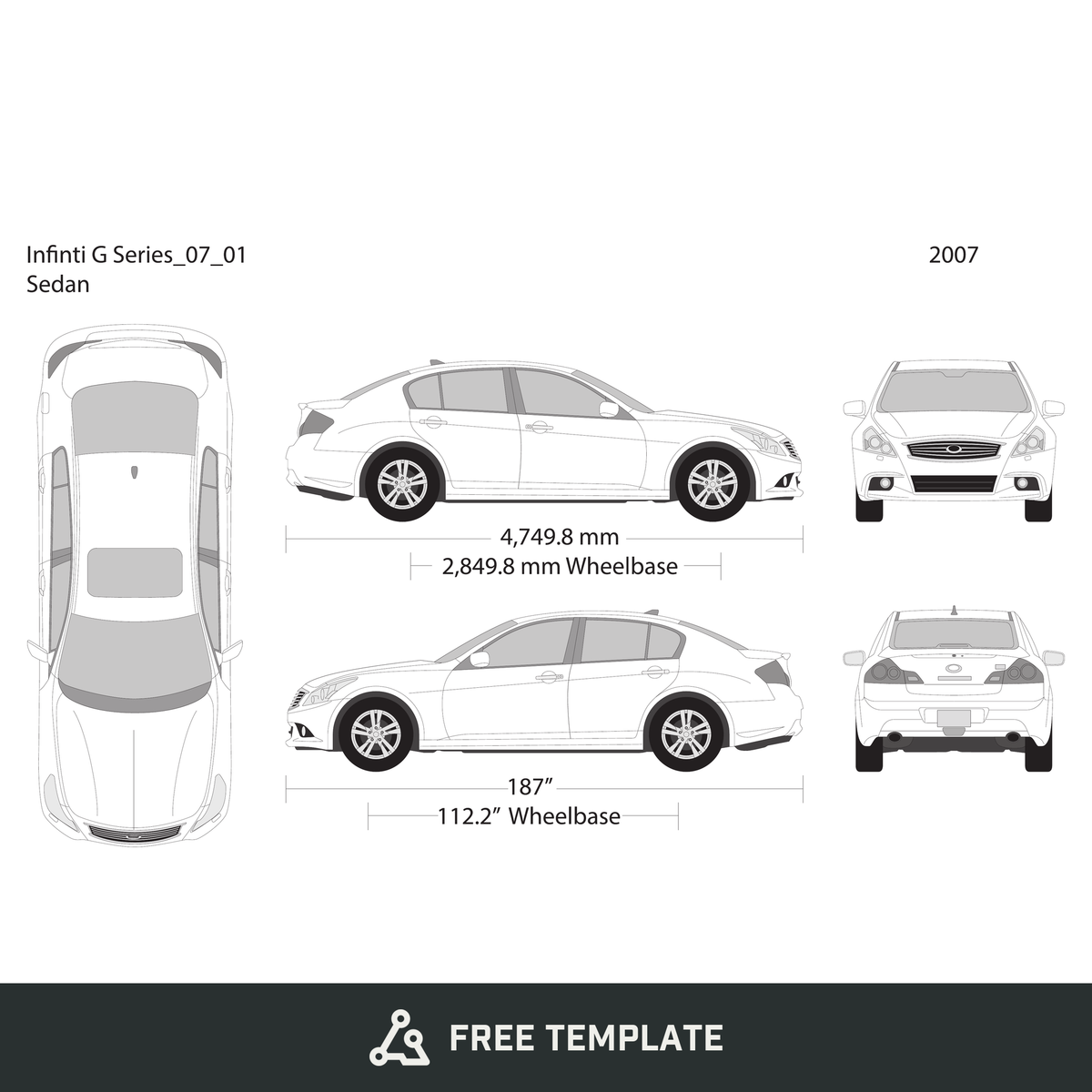 2007 Infiniti G Series free vector vehicle wrap template - GravBase