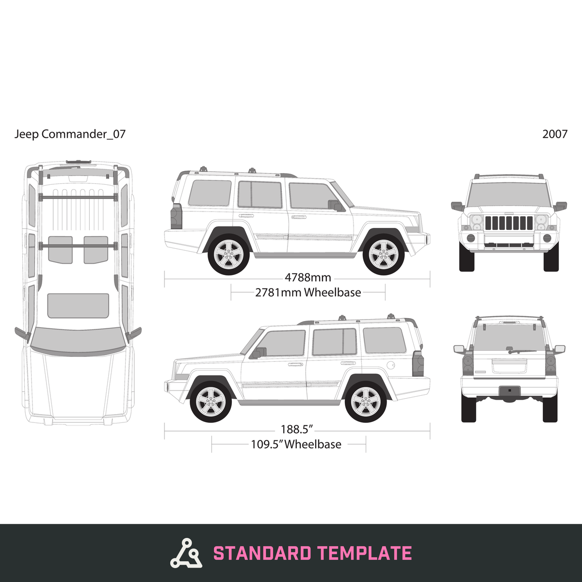 2007 Jeep Commander vector wrap template, Design-Ready PDF - GravBase