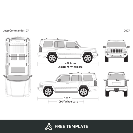 2007 Jeep Commander free vector vehicle wrap template - GravBase