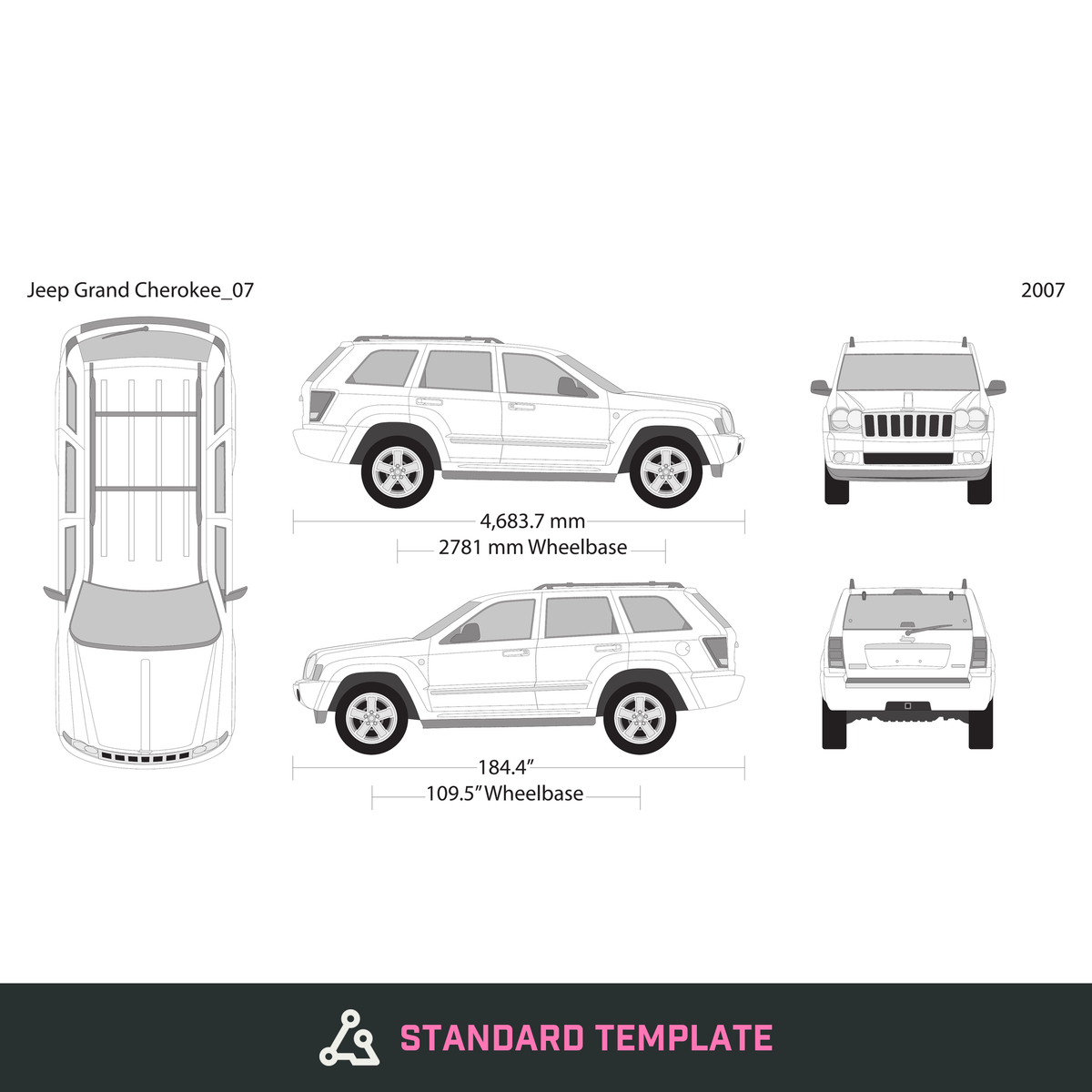 2007 Jeep Grand Cherokee vector wrap template, Design-Ready PDF - GravBase