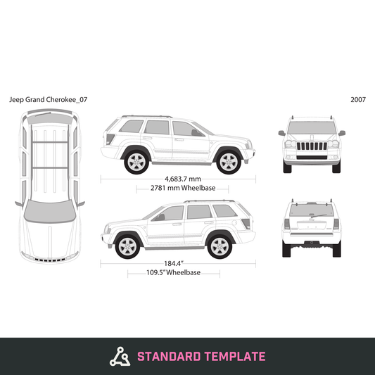 2007 Jeep Grand Cherokee vector wrap template, Design-Ready PDF - GravBase