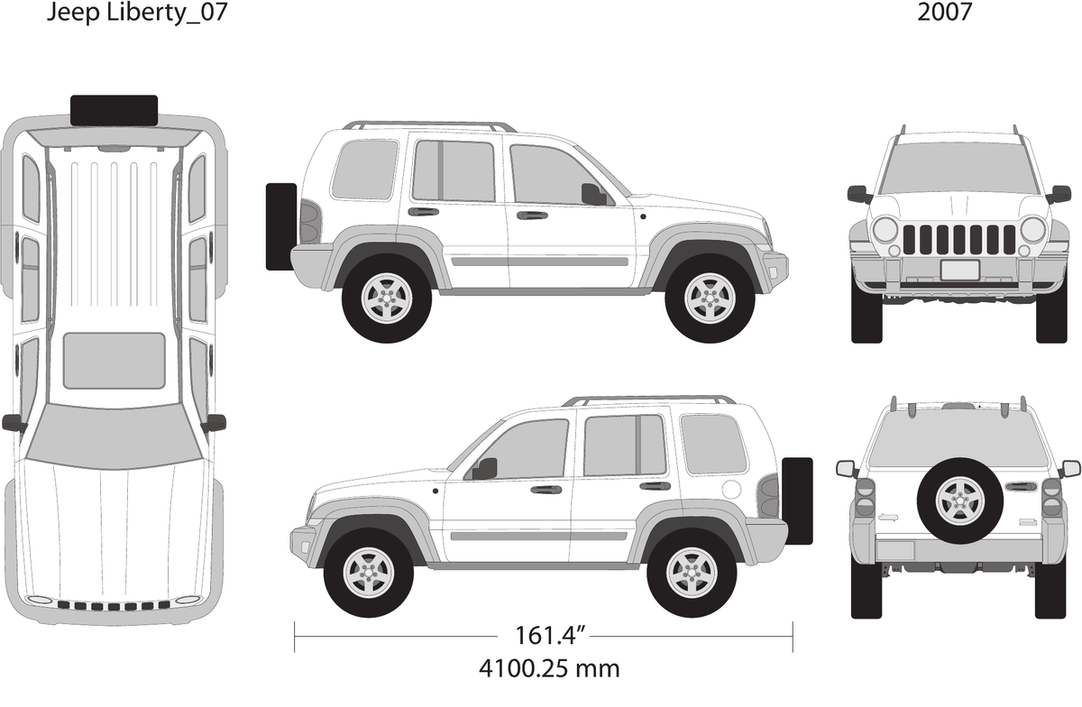 2007 Jeep Liberty vector wrap template V07, Design-Ready PDF - GravBase
