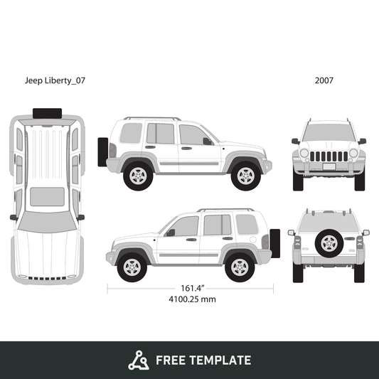 2007 Jeep Liberty free vector vehicle wrap template - GravBase