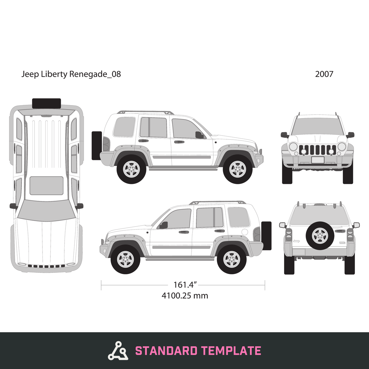2007 Jeep Liberty vector wrap template V08, Design-Ready PDF - GravBase