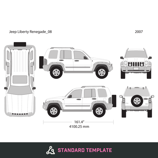2007 Jeep Liberty vector wrap template V08, Design-Ready PDF - GravBase